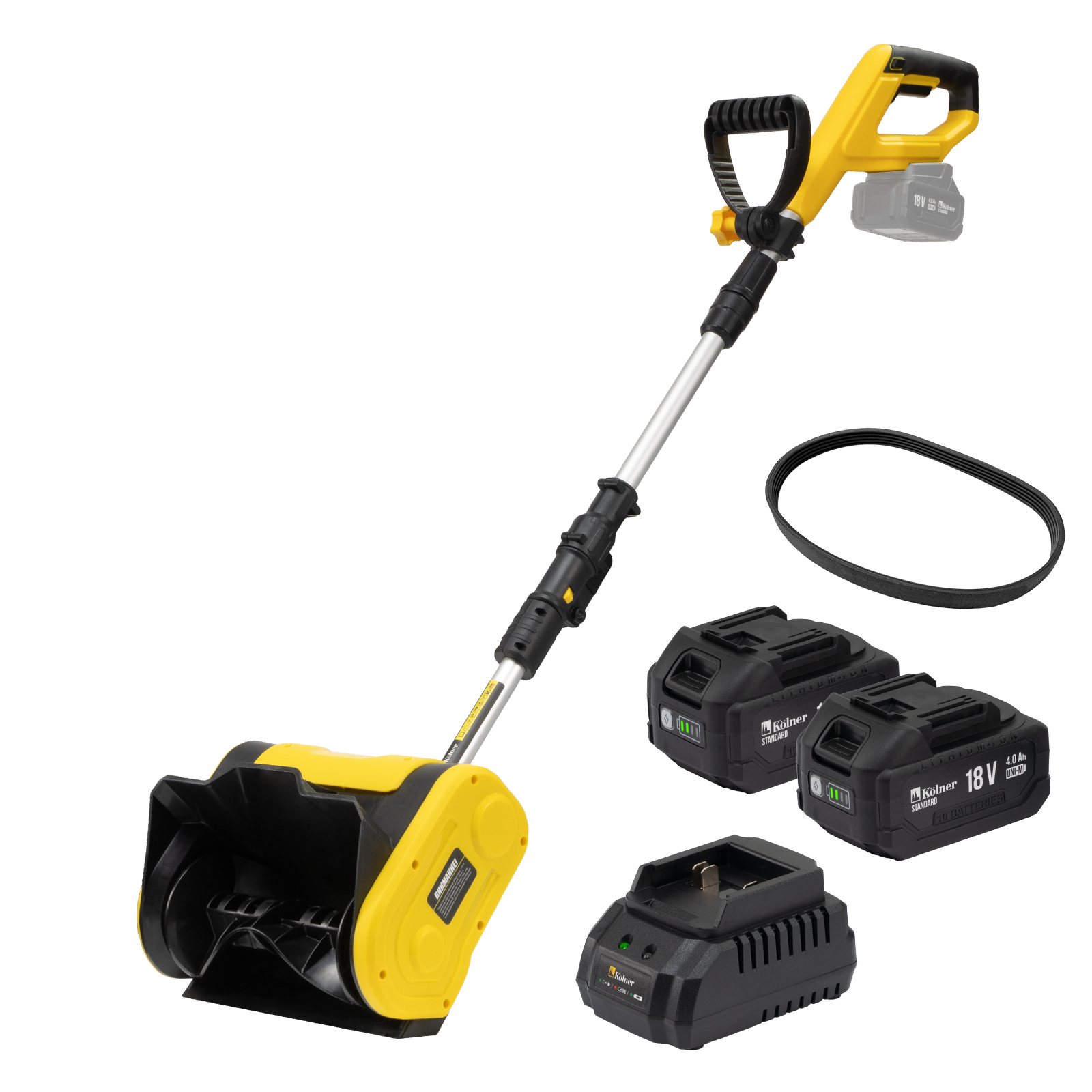 Фото Снегоуборщик 18V UNI-M , 250 мм, (2х4.0 Ач, ЗУ, доп.ремень) Kolner KST 18-250-2