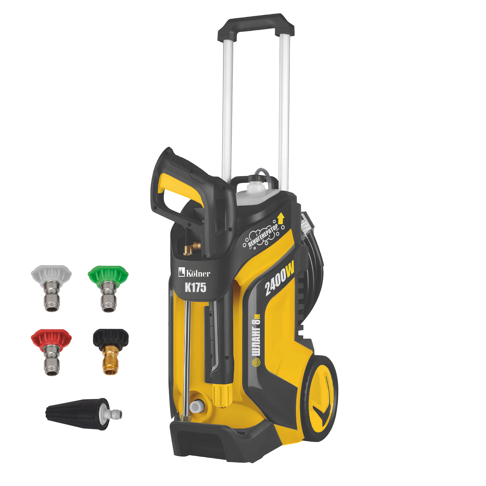 Мойка высокого давления Kolner К175, 2400 Вт, 175 Бар, 450 л/ч, шланг 8 м