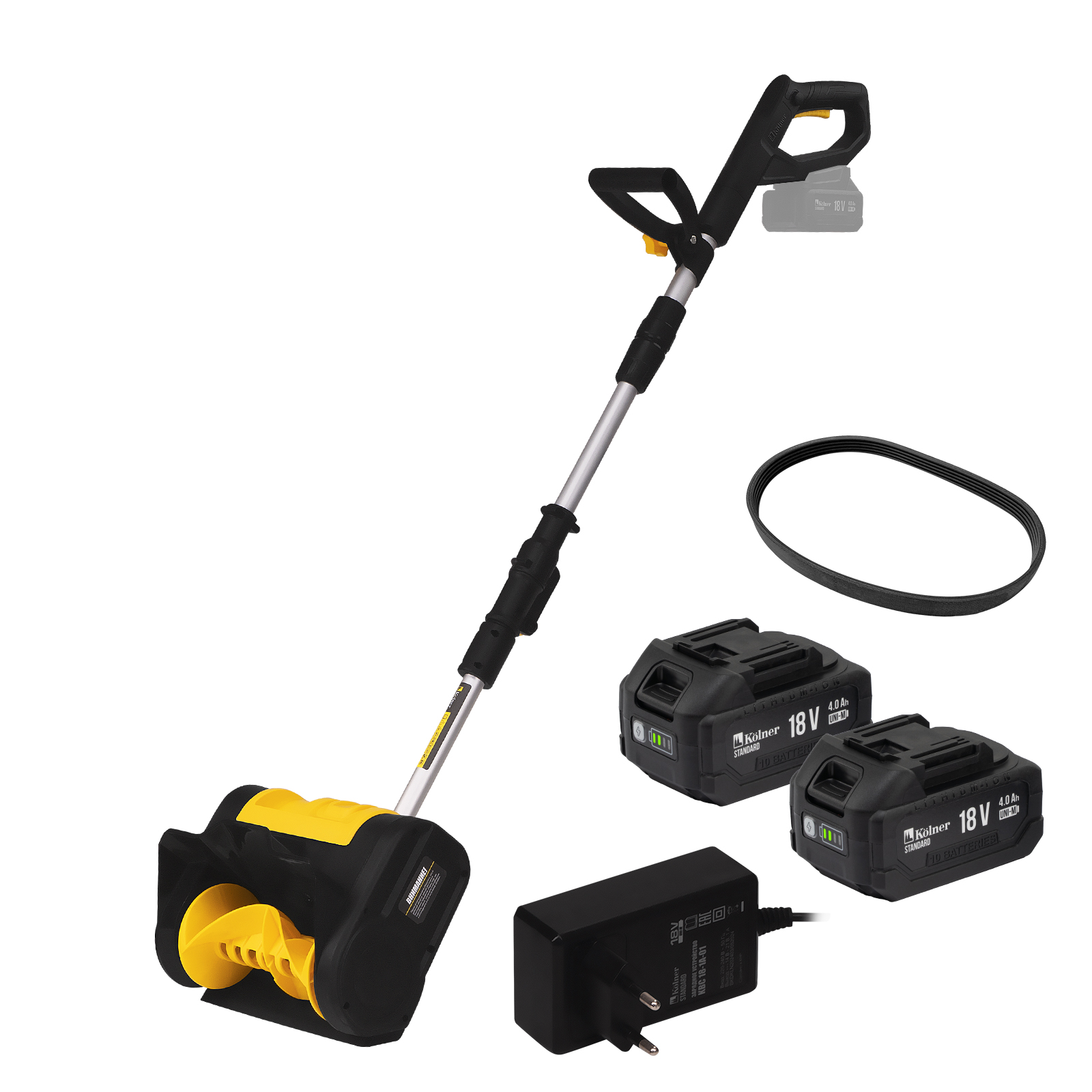 Фото Снегоуборщик 18V UNI-M, 280 мм, (2х4.0 Ач, ЗУ, доп.ремень) Kolner KST 18-280-2