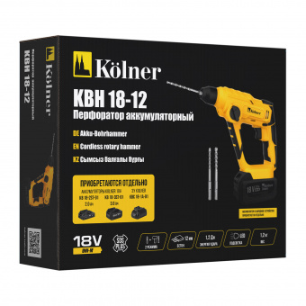 Изображение Перфоратор аккумуляторный Kolner KBH 18-12, 18V UNI-M Standard в каталоге Kolner