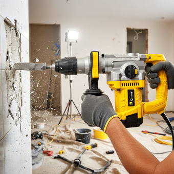 Перфоратор 3 режима, SDS-PLUS, 26 мм, 890 Вт, Kolner KRH 890С (кейс, смазка, набор оснастки)