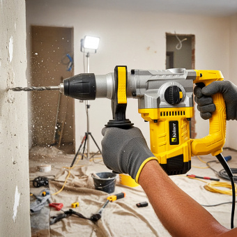 Перфоратор 3 режима, SDS-PLUS, 26 мм, 890 Вт, Kolner KRH 890С (кейс, смазка, набор оснастки)