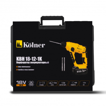 Изображение Перфоратор Kolner KBH 18-12-1K, 18V UNI-M Standard, с АКБ 3.0 А·ч, ЗУ, в кейсе в каталоге Kolner