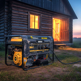 Изображение Генератор бензиновый 5.5 кВт, электростартер, медь LCD, 3х230 В, 35л, Kolner KEG 5500Е в каталоге Kolner