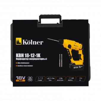 Изображение Перфоратор аккум. Kolner KBH 18-12-1K, 18V UNI-M Standard, с АКБ 3.0 А·ч и ЗУ, в кейсе в каталоге Kolner