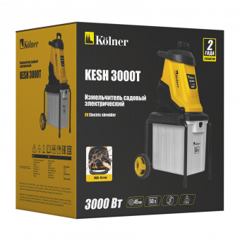 Изображение Измельчитель садовый с баком 50л, ø45мм, 3000Вт, Kolner KESH 3000Т в каталоге Kolner